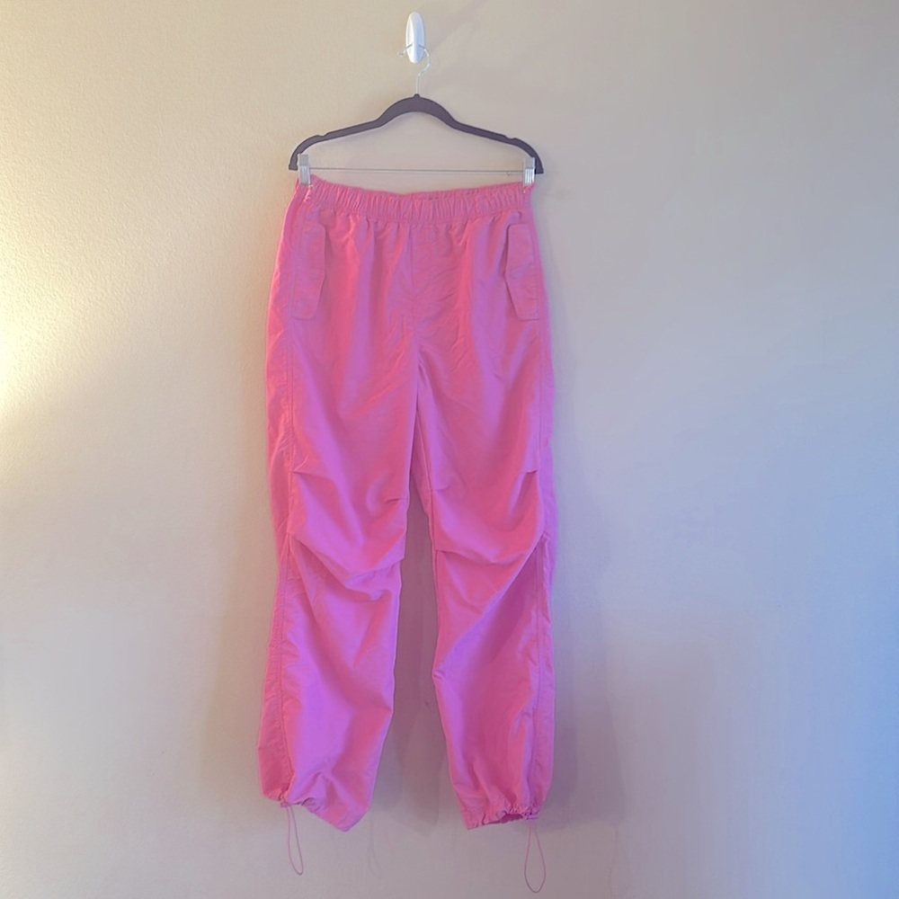 Love Tree Nylon Baggy Parachute Pants Womens Size Large Pink Pull On - Picture 5 of 16